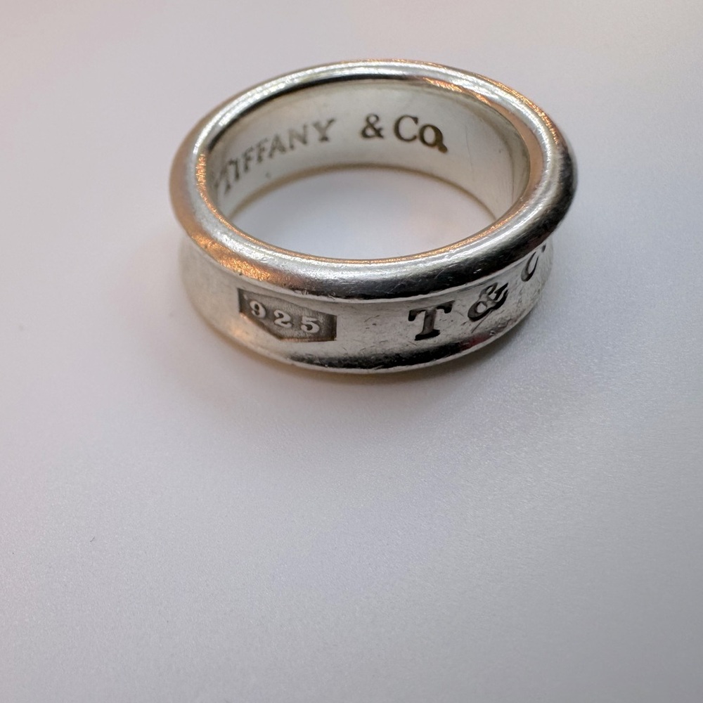 Tiffany & Co Ring Tiffany & Co 1837 Ring Silver SZ 5 Wide Band 1997 w Pouch - Picture 2 of 10